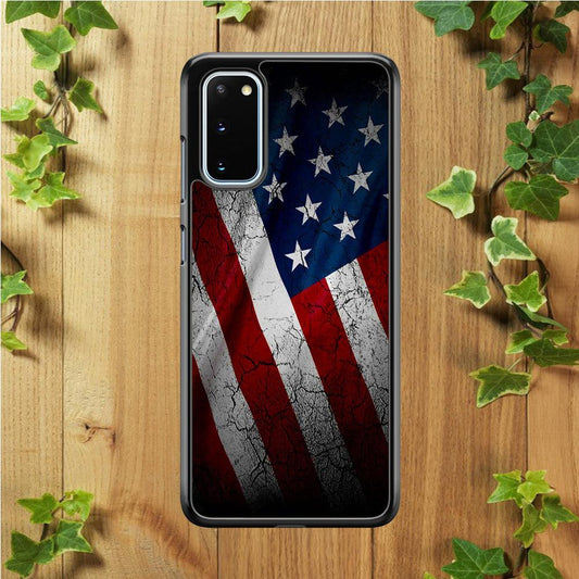 USA Flag 001 Samsung Galaxy S20 Case-Rubber / White (2D Case)-Xtracase