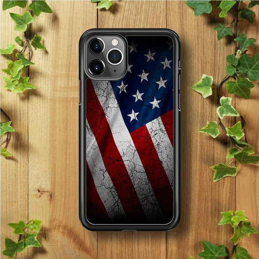 USA Flag 001 iPhone 11 Pro Max Case-Rubber / Black (2D Case)-Xtracase
