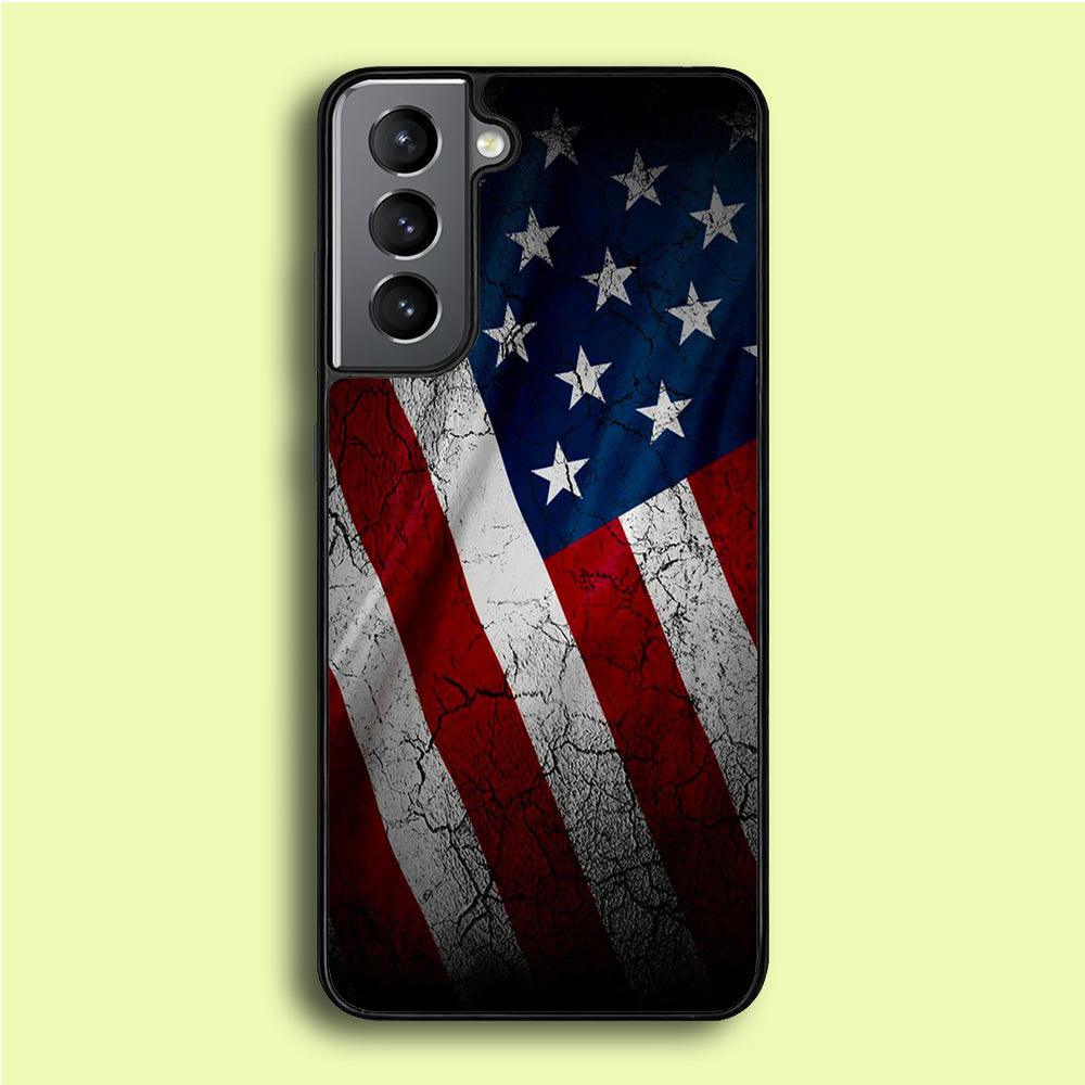 USA Flag 001 Samsung Galaxy S21 Plus Case-Rubber / White (2D Case)-Xtracase