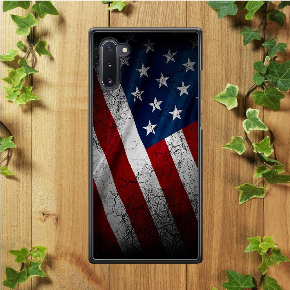 USA Flag 001 Samsung Galaxy Note 10 Case-Rubber / White (2D Case)-Xtracase