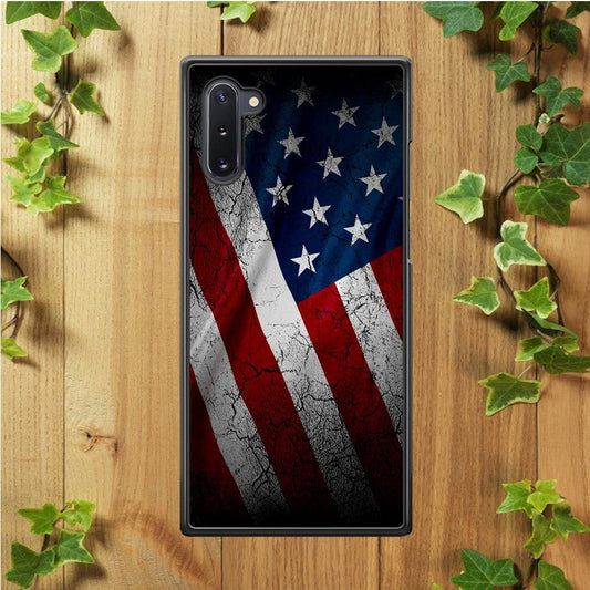 USA Flag 001 Samsung Galaxy Note 10 Case-Rubber / White (2D Case)-Xtracase
