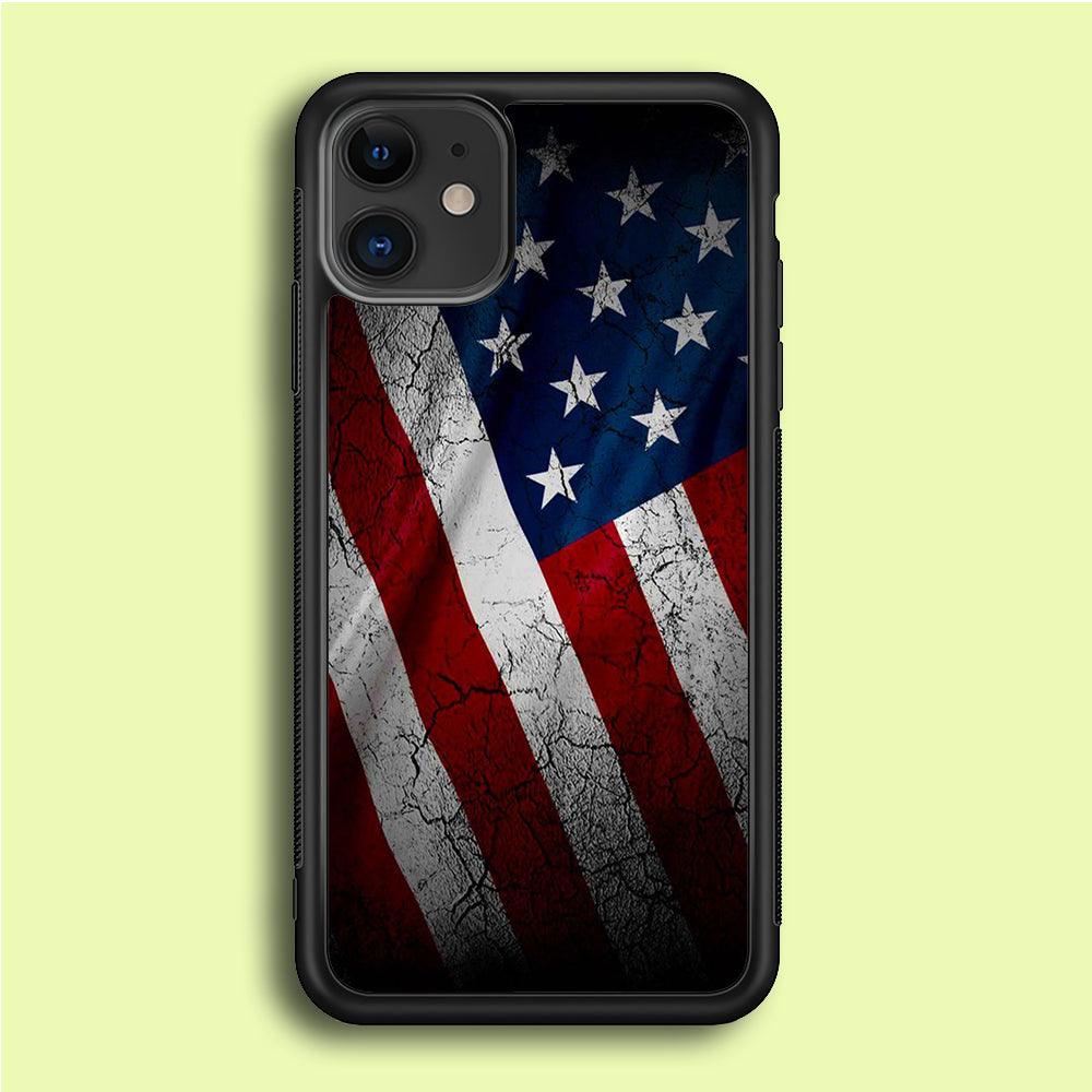 USA Flag 001 iPhone 12 Case-Rubber / Black (2D Case)-Xtracase