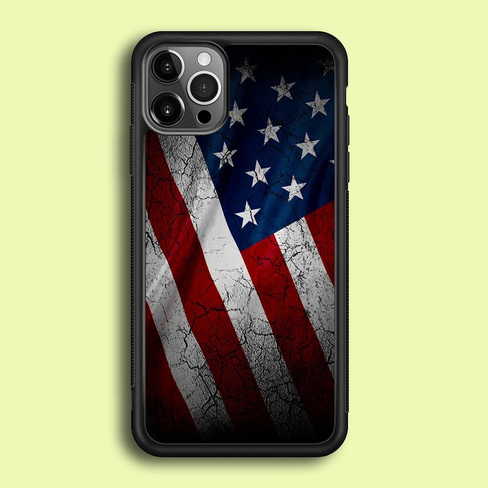 USA Flag 001 iPhone 12 Pro Max Case-Rubber / Black (2D Case)-Xtracase