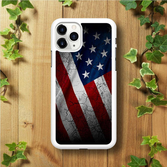 USA Flag 001 iPhone 11 Pro Case-Rubber / White (2D Case)-Xtracase
