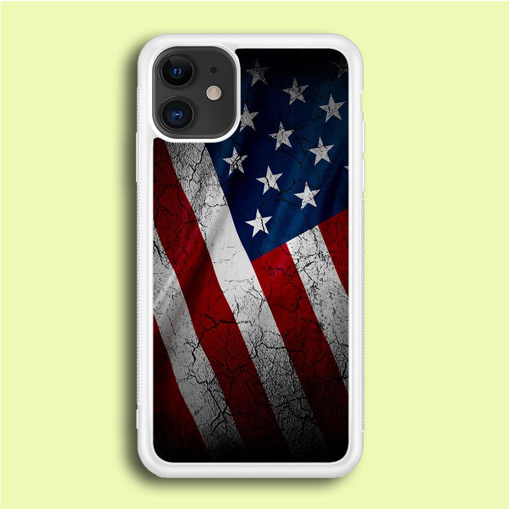 USA Flag 001 iPhone 12 Case-Rubber / White (2D Case)-Xtracase