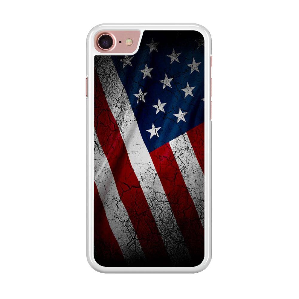 USA Flag 001 iPhone SE 2020 Case-Rubber / White (2D Case)-Xtracase