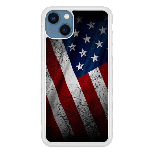 USA Flag 001 iPhone 13 Mini Case-Rubber / White (2D Case)-Xtracase