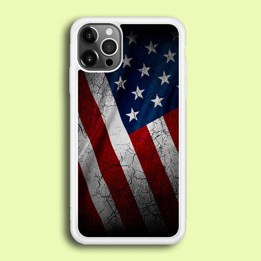 USA Flag 001 iPhone 12 Pro Case-Rubber / White (2D Case)-Xtracase