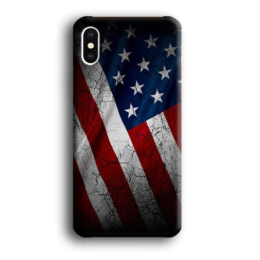 USA Flag 001 iPhone Xs Case-Plastic / Full Wrap (3D Case)-Xtracase