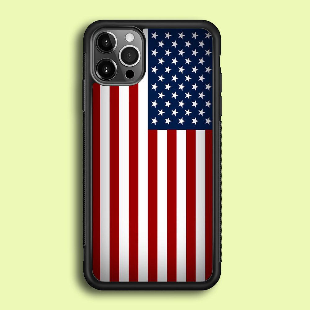 USA Flag 003 iPhone 12 Pro Case-Rubber / Black (2D Case)-Xtracase
