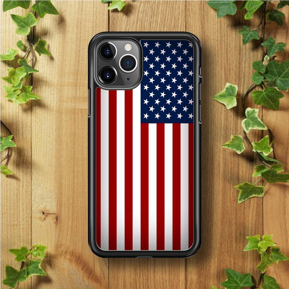 USA Flag 003 iPhone 11 Pro Case-Rubber / Black (2D Case)-Xtracase