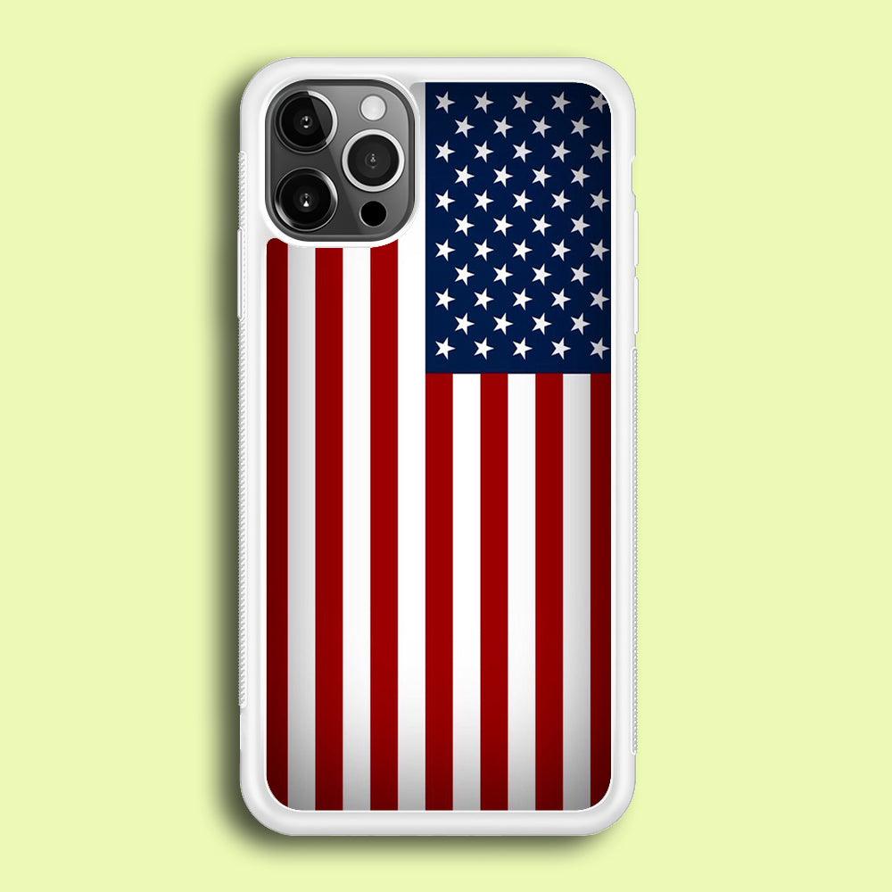 USA Flag 003 iPhone 12 Pro Case-Rubber / White (2D Case)-Xtracase