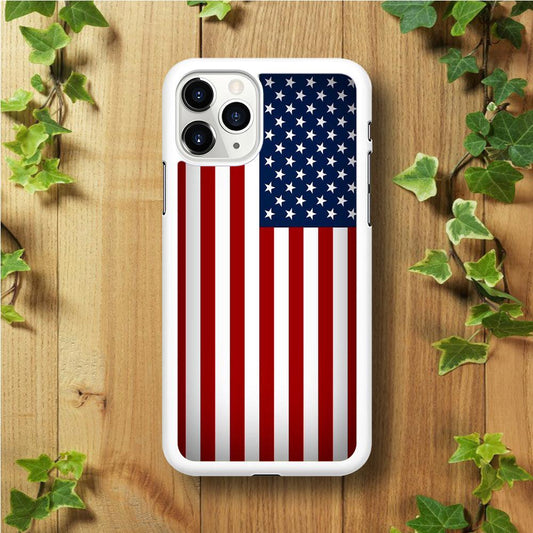 USA Flag 003 iPhone 11 Pro Max Case-Rubber / White (2D Case)-Xtracase