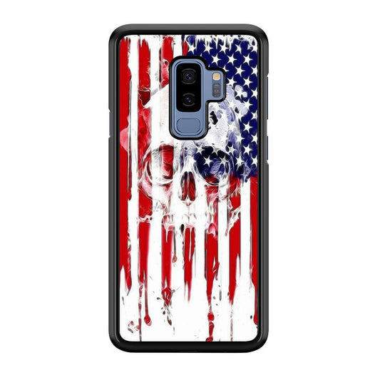 USA Flag Skull Samsung Galaxy S9 Plus Case-Plastic / Full Wrap (3D Case)-Xtracase