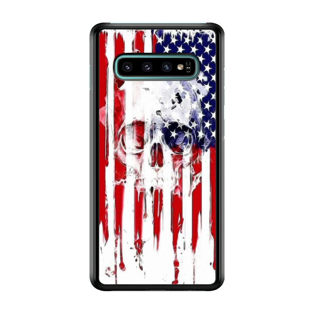 USA Flag Skull Samsung Galaxy S10 Case-Plastic / Full Wrap (3D Case)-Xtracase