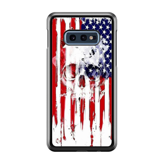 USA Flag Skull Samsung Galaxy S10E Case-Plastic / Full Wrap (3D Case)-Xtracase