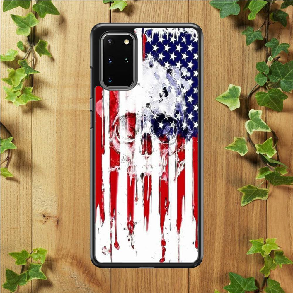 USA Flag Skull Samsung Galaxy S20 Plus Case-Plastic / Full Wrap (3D Case)-Xtracase