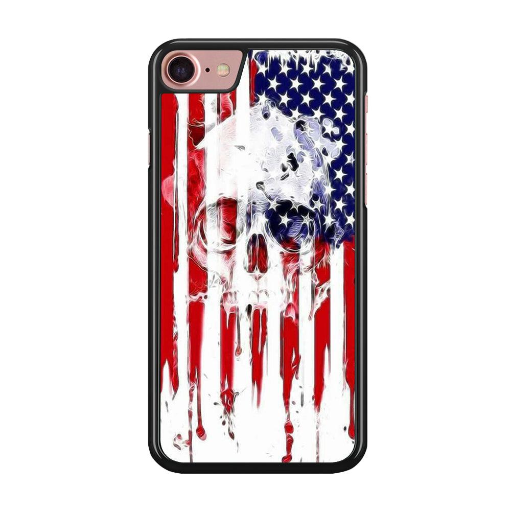 USA Flag Skull iPhone SE 2020 Case-Rubber / Black (2D Case)-Xtracase