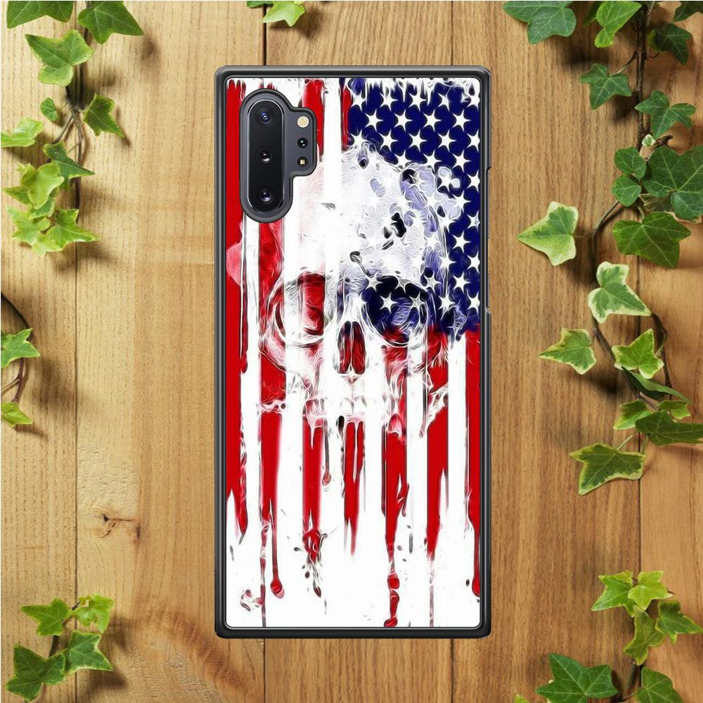 USA Flag Skull Samsung Galaxy Note 10 Plus Case-Rubber / Black (2D Case)-Xtracase