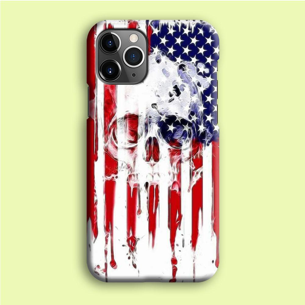 USA Flag Skull iPhone 12 Pro Case-Plastic / Full Wrap (3D Case)-Xtracase