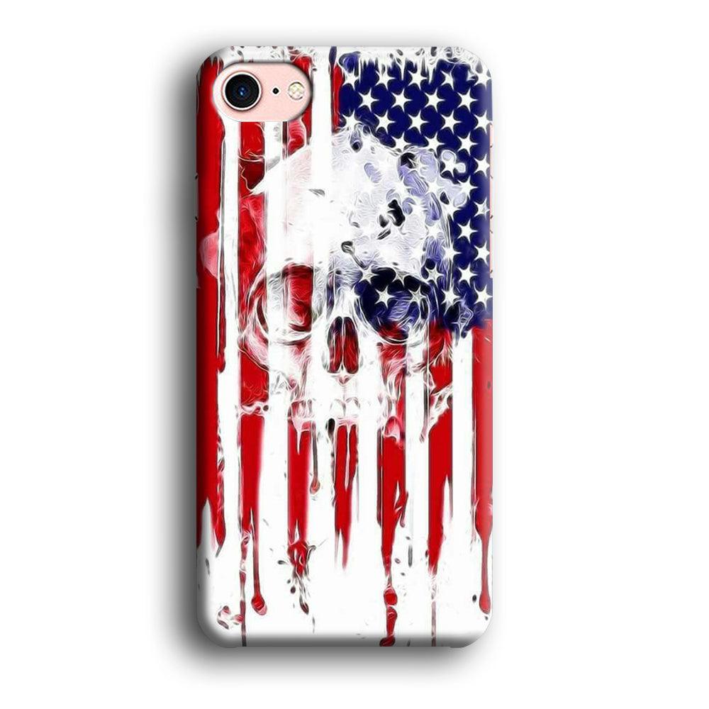 USA Flag Skull iPhone SE 2020 Case-Plastic / Full Wrap (3D Case)-Xtracase