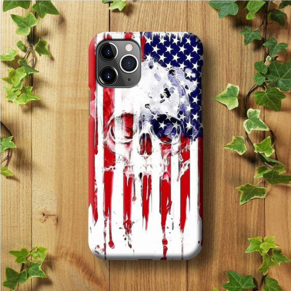 USA Flag Skull iPhone 11 Pro Case-Plastic / Full Wrap (3D Case)-Xtracase