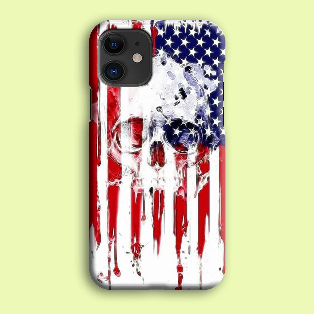 USA Flag Skull iPhone 12 Mini Case-Plastic / Full Wrap (3D Case)-Xtracase