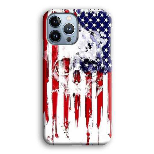 USA Flag Skull iPhone 13 Pro Case-Plastic / Full Wrap (3D Case)-Xtracase