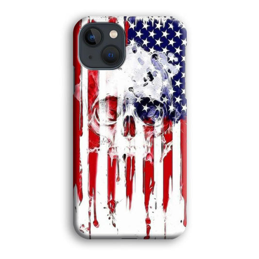 USA Flag Skull iPhone 13 Mini Case-Plastic / Full Wrap (3D Case)-Xtracase