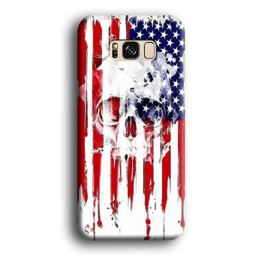USA Flag Skull Samsung Galaxy S8 Case-Plastic / Full Wrap (3D Case)-Xtracase
