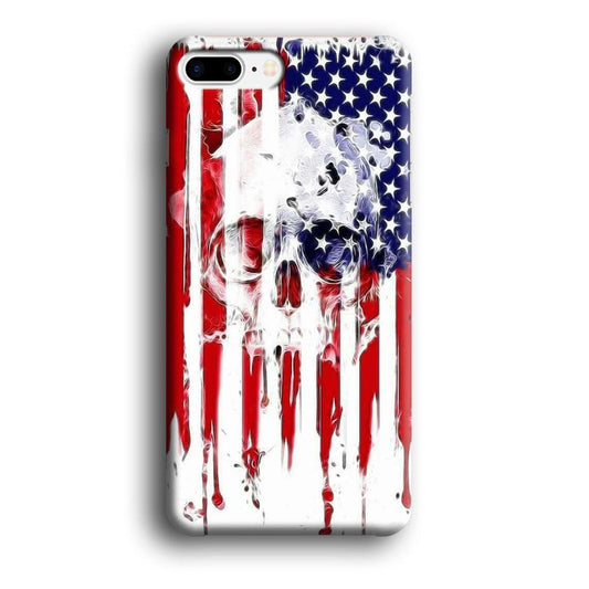USA Flag Skull iPhone 7 Plus Case-Plastic / Full Wrap (3D Case)-Xtracase