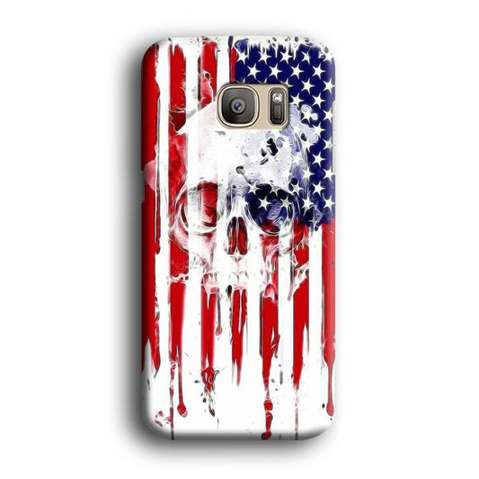USA Flag Skull Samsung Galaxy S7 Edge Case-Plastic / Full Wrap (3D Case)-Xtracase