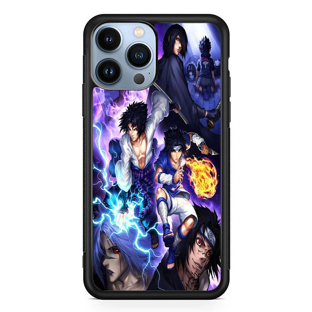 Uchiha Sasuke Transformation iPhone 13 Pro Max Case-Rubber / Black (2D Case)-Xtracase
