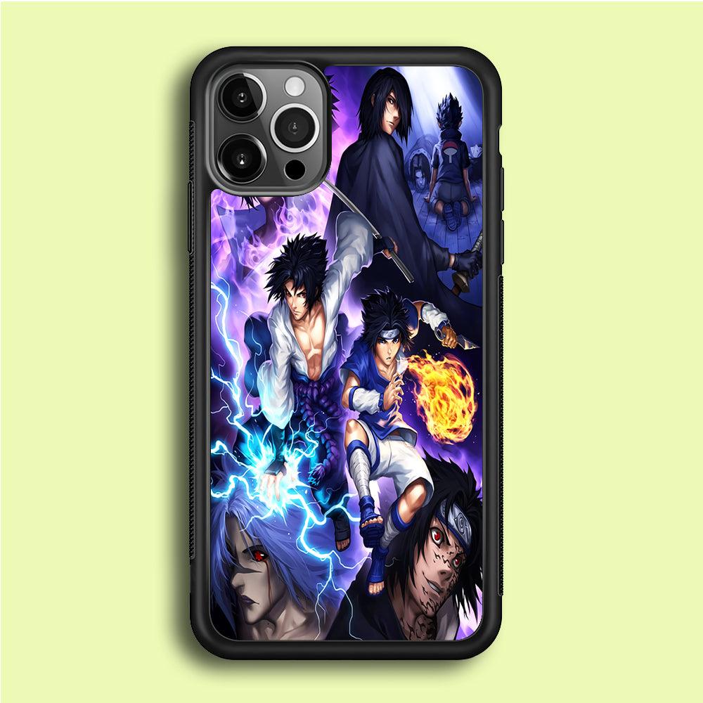 Uchiha Sasuke Transformation iPhone 12 Pro Case-Rubber / Black (2D Case)-Xtracase