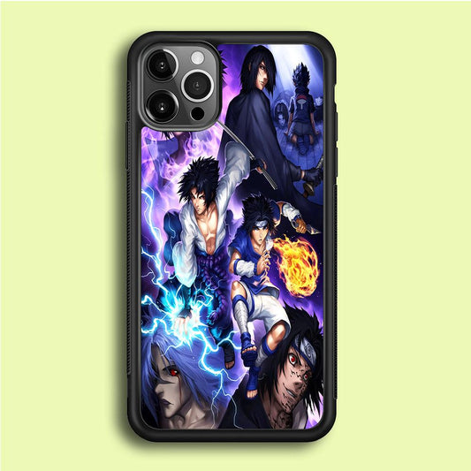 Uchiha Sasuke Transformation iPhone 12 Pro Case-Rubber / Black (2D Case)-Xtracase