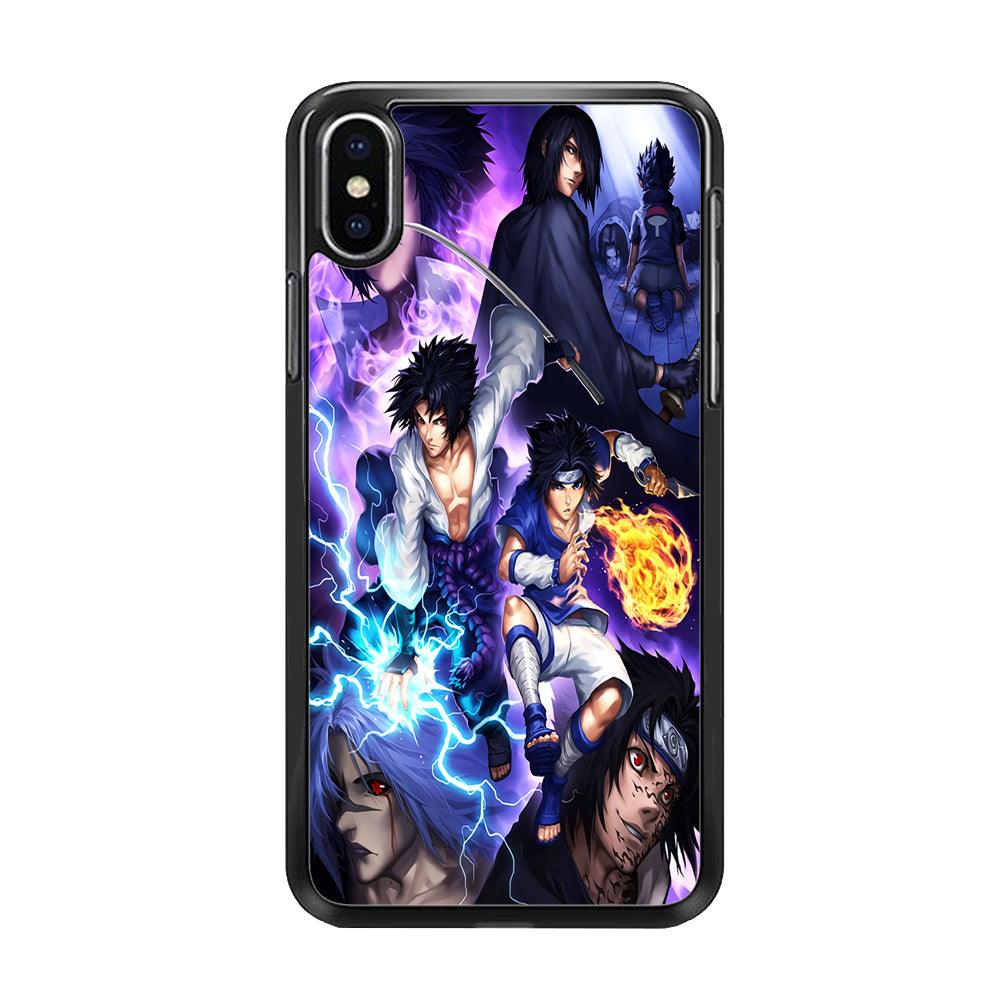 Uchiha Sasuke Transformation iPhone Xs Max Case-Rubber / Black (2D Case)-Xtracase
