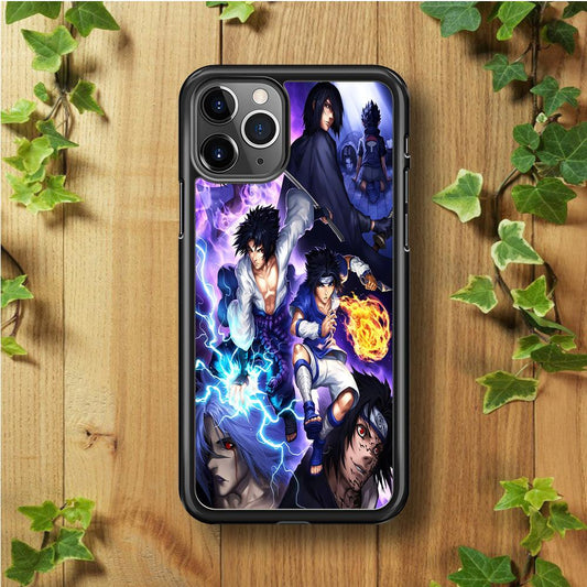 Uchiha Sasuke Transformation iPhone 11 Pro Case-Rubber / Black (2D Case)-Xtracase