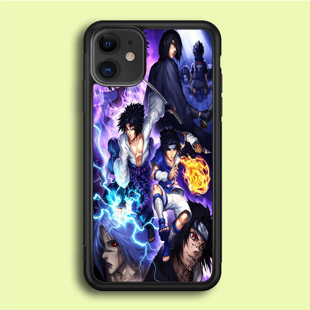 Uchiha Sasuke Transformation iPhone 12 Mini Case-Rubber / Black (2D Case)-Xtracase