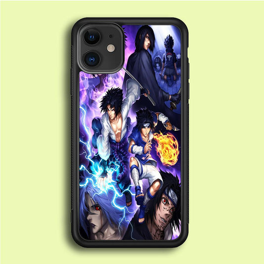 Uchiha Sasuke Transformation iPhone 12 Mini Case-Rubber / Black (2D Case)-Xtracase