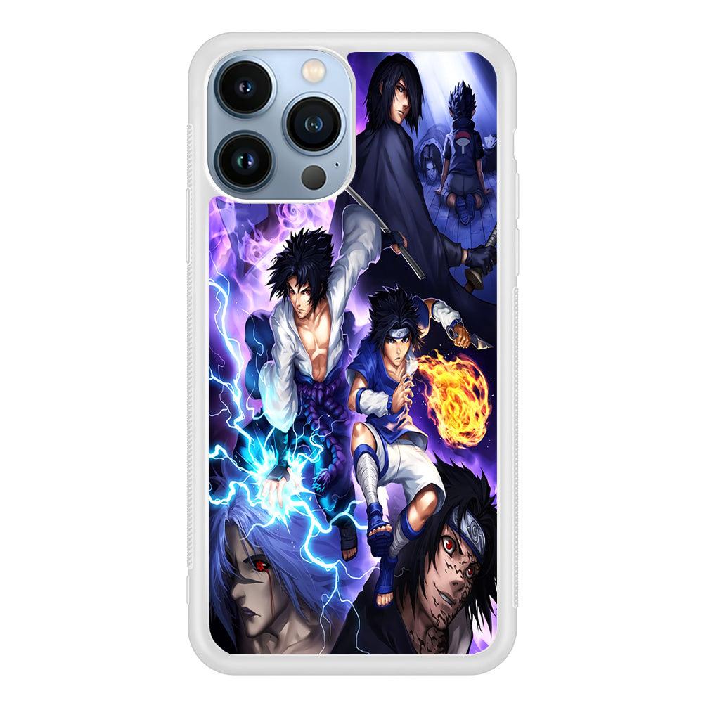 Uchiha Sasuke Transformation iPhone 13 Pro Max Case-Rubber / White (2D Case)-Xtracase