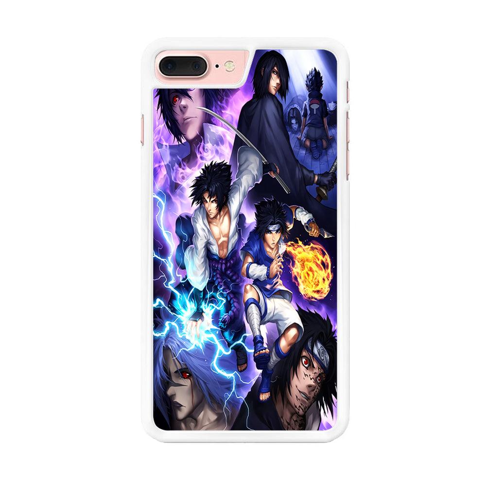 Uchiha Sasuke Transformation iPhone 8 Plus Case-Rubber / White (2D Case)-Xtracase