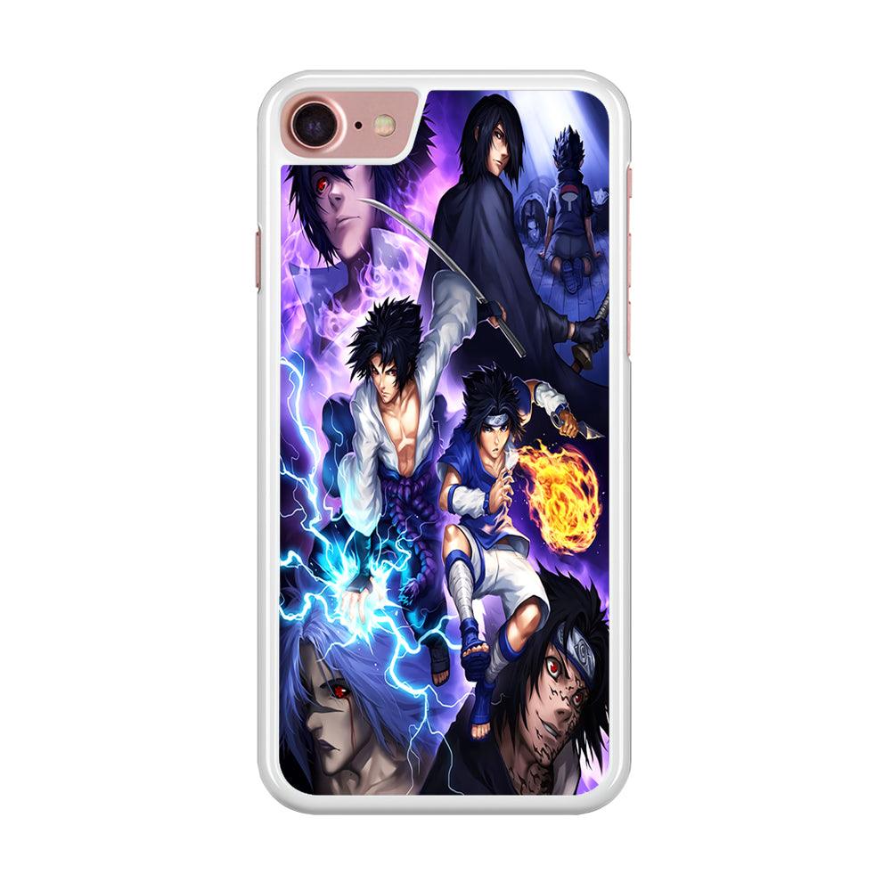 Uchiha Sasuke Transformation iPhone SE 2020 Case-Rubber / White (2D Case)-Xtracase