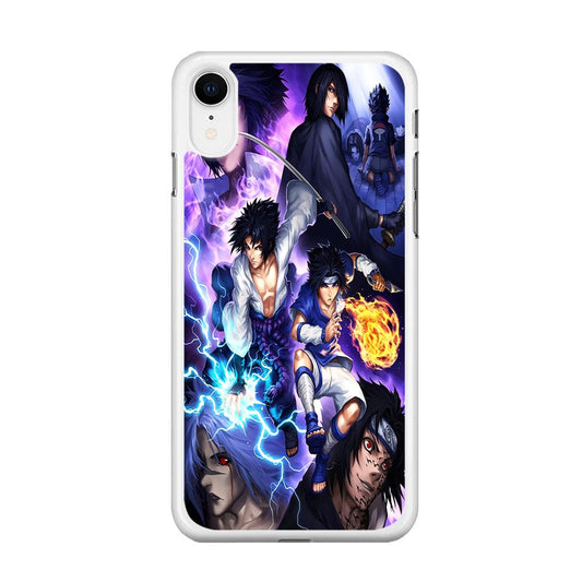Uchiha Sasuke Transformation iPhone XR Case-Rubber / White (2D Case)-Xtracase