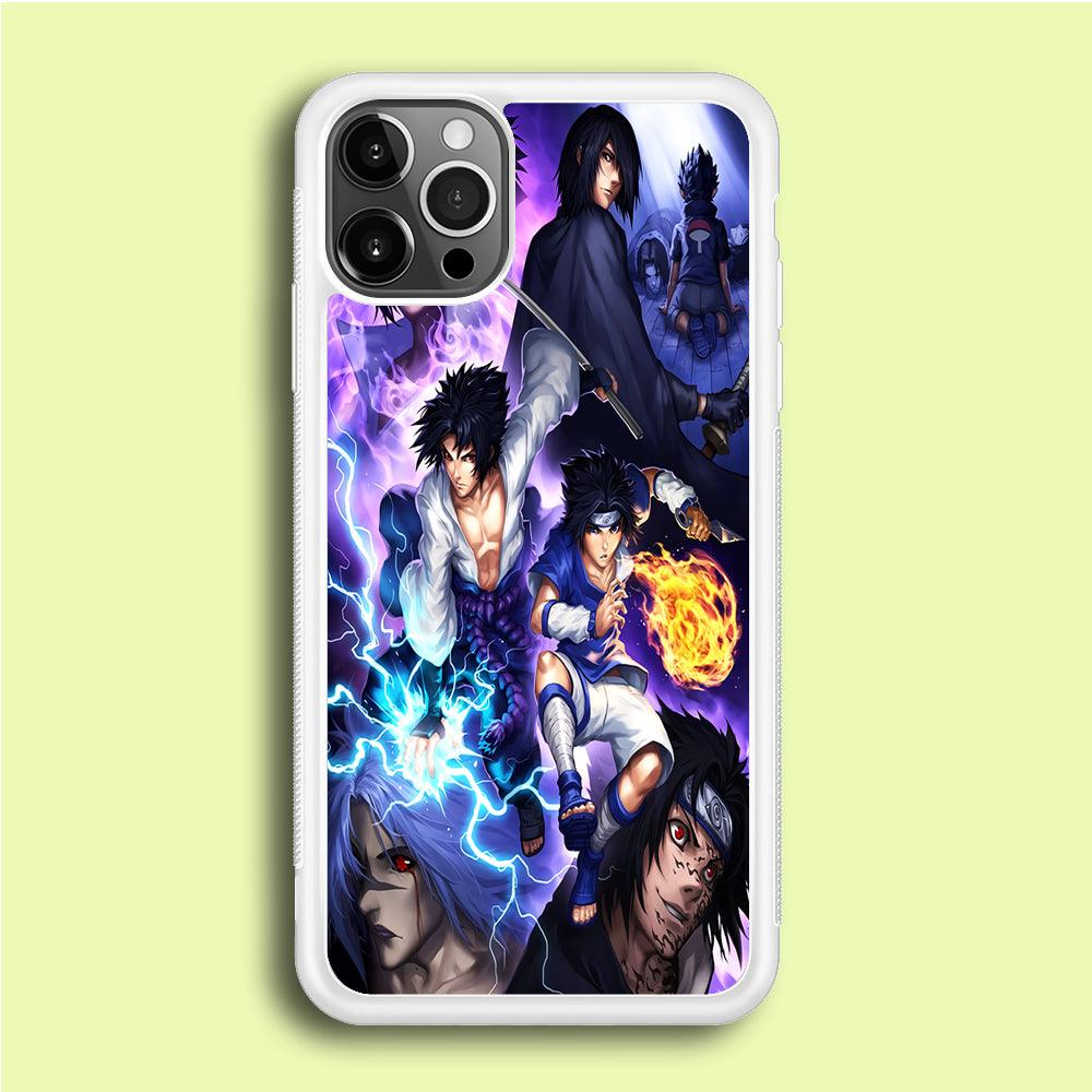 Uchiha Sasuke Transformation iPhone 12 Pro Case-Rubber / White (2D Case)-Xtracase