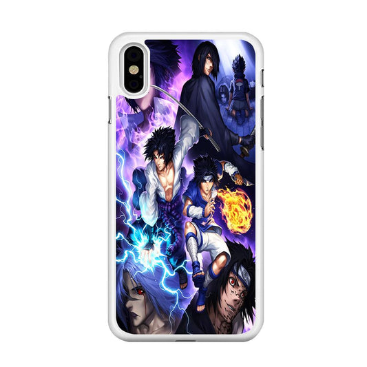 Uchiha Sasuke Transformation iPhone Xs Case-Rubber / White (2D Case)-Xtracase