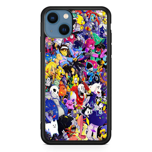 Undertale All Character iPhone 13 Pro Case-Rubber / Black (2D Case)-Xtracase