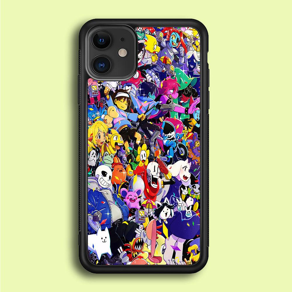 Undertale All Character iPhone 12 Case-Rubber / Black (2D Case)-Xtracase