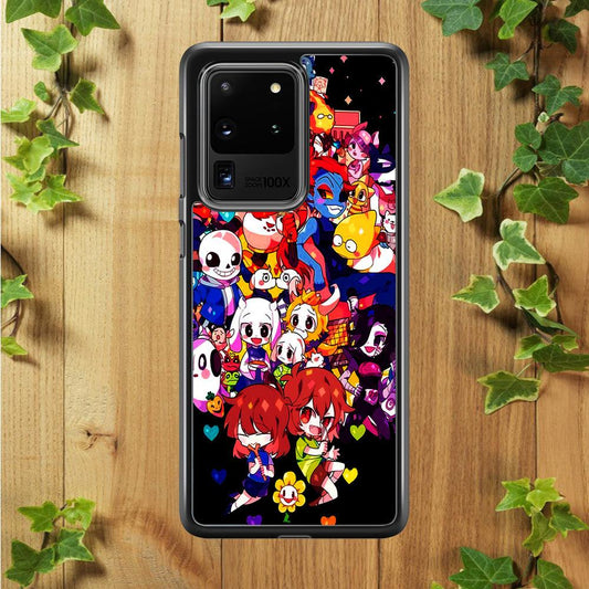 Undertale Black Samsung Galaxy S20 Ultra Case-Rubber / White (2D Case)-Xtracase