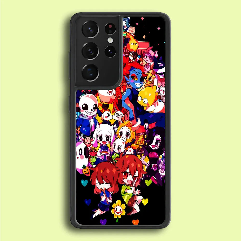 Undertale Black Samsung Galaxy S21 Ultra Case-Rubber / White (2D Case)-Xtracase