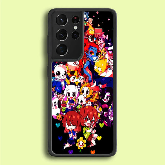 Undertale Black Samsung Galaxy S21 Ultra Case-Rubber / White (2D Case)-Xtracase